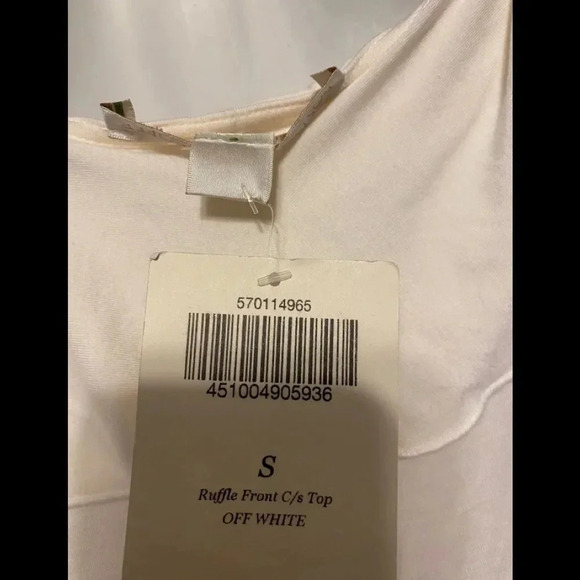 NWT Boston Proper Shirt Ruffle Front Cold Shoulder Off White - Picture 9 of 9